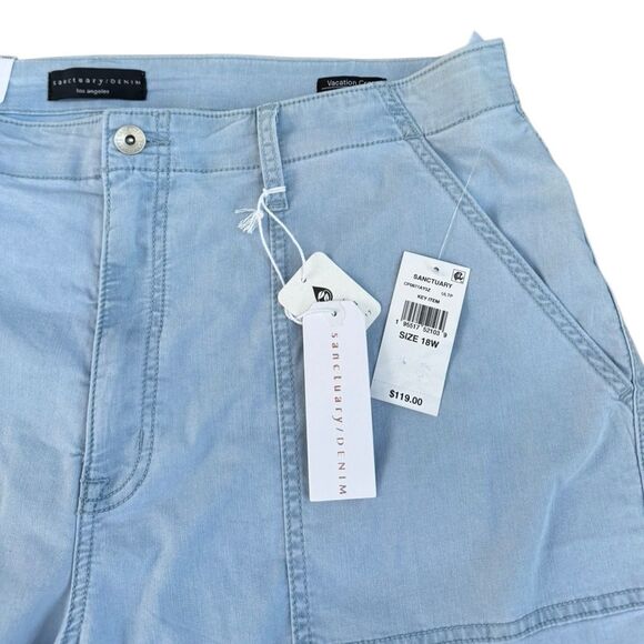 NWT Sanctuary Women's Vacation Crop High Rise Flare Leg Pants in Blue Size 18W - Picture 3 of 8